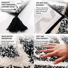 Tufted Bath Mat Runner 45x120cm – Ultra-Soft Microfiber with Tassels, Non-Slip Long Bath Mat
